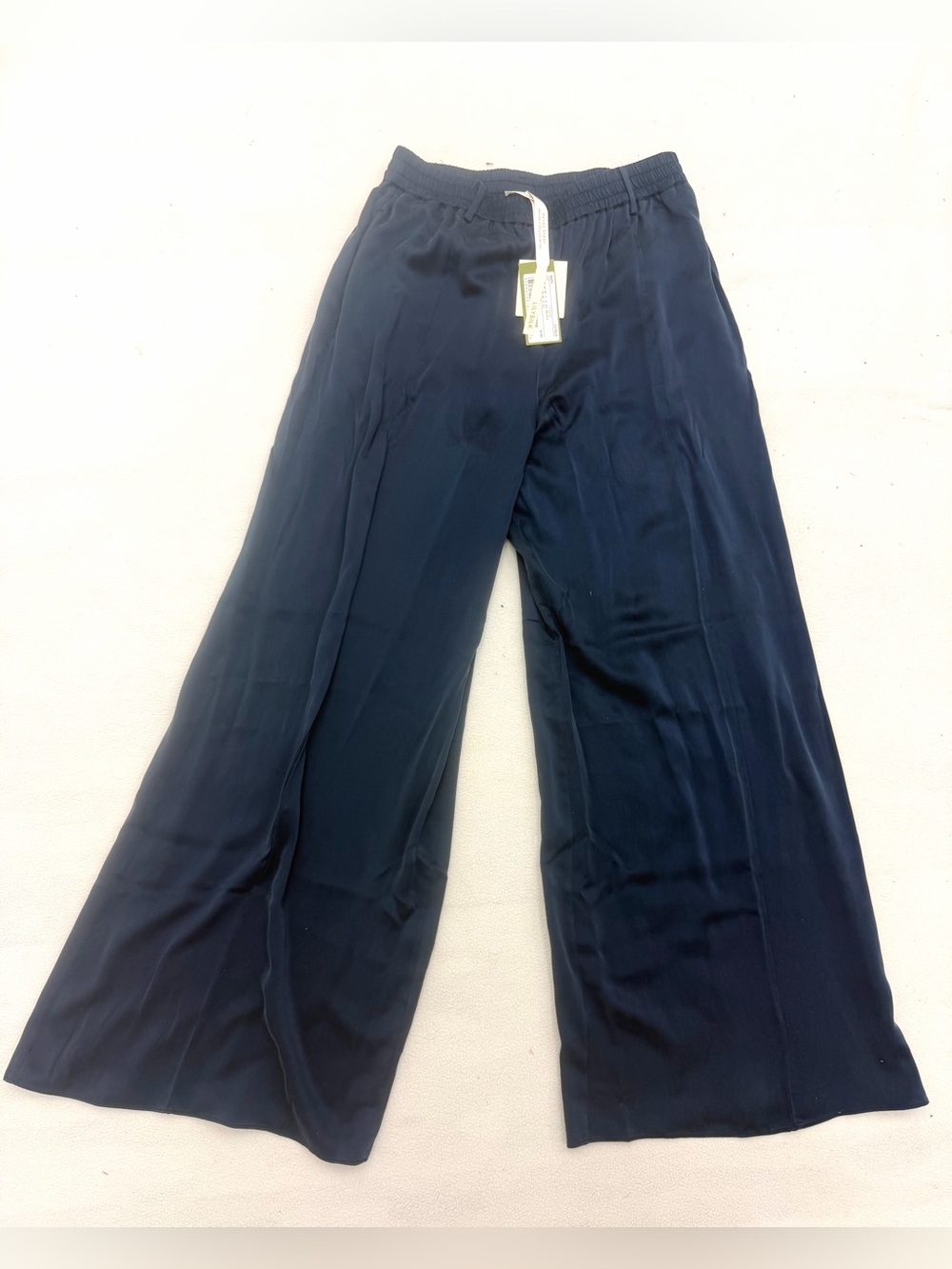 NWT LILYSILK Blue 32MM Double-Faced Silk Charmeuse Full Bias Cut Pants Size 6